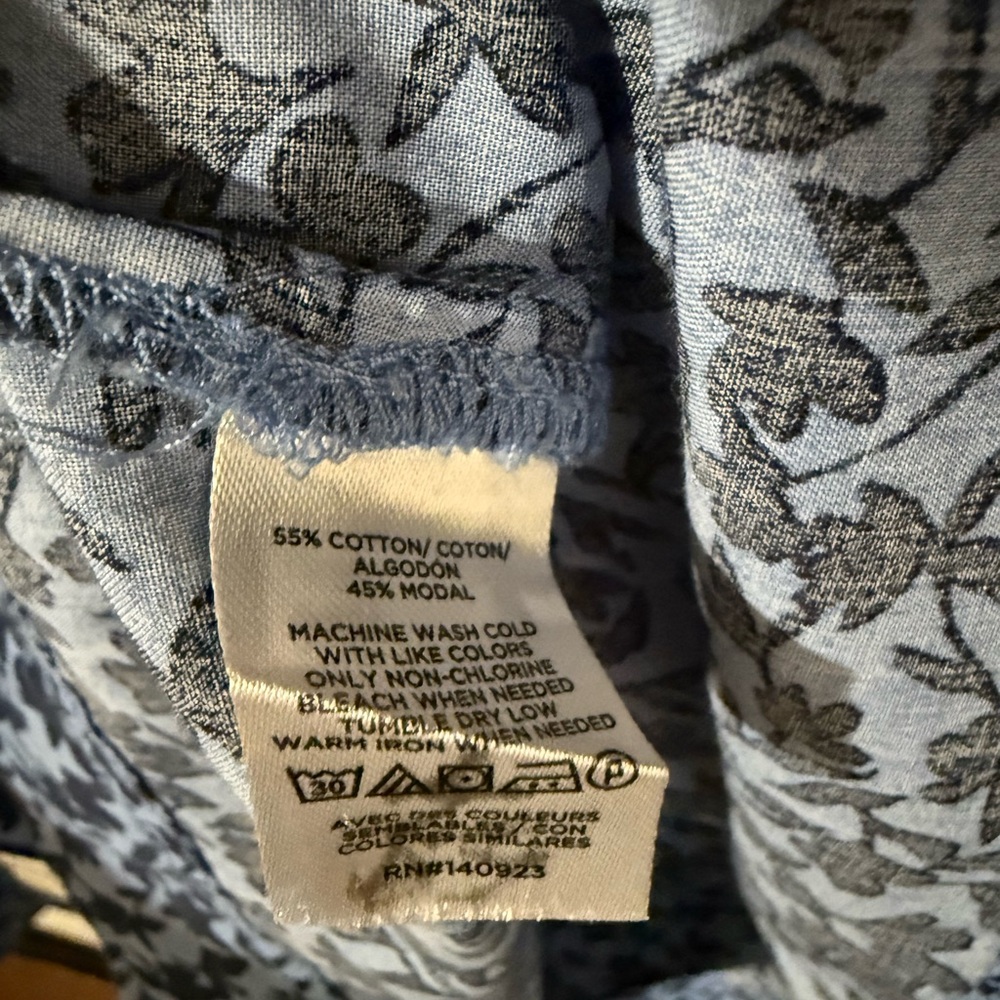 LOFT Blue Patterned Tie Neck Blouse - image 5